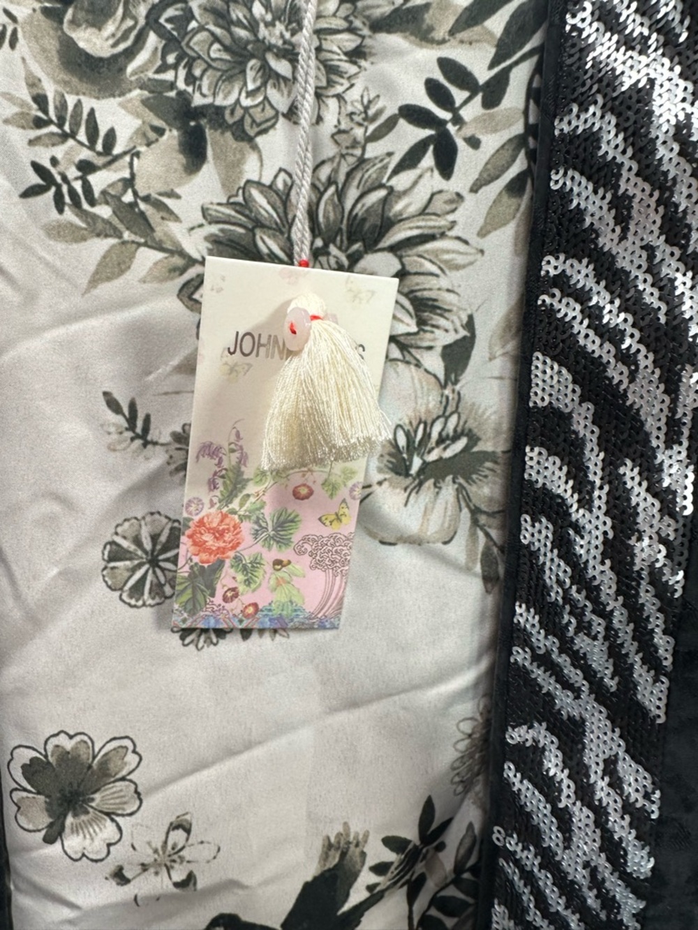 NEW Johnny Was Monica Kimono Sequin Tiger Floral Embroidery Black Jacquard Small - Picture 8 of 14